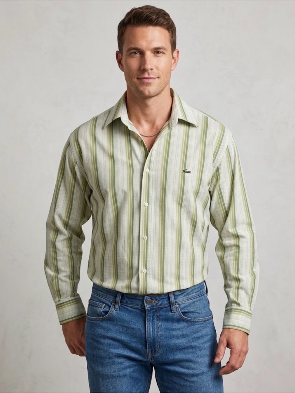 Vintage LaCoste Striped Button Down Shirt Size 8